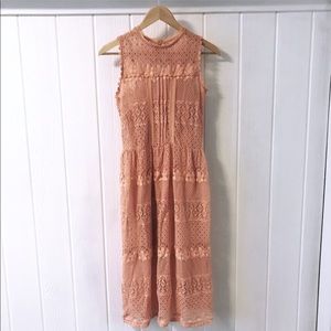 NWOT PEACH LACE OVERLAY DRESS